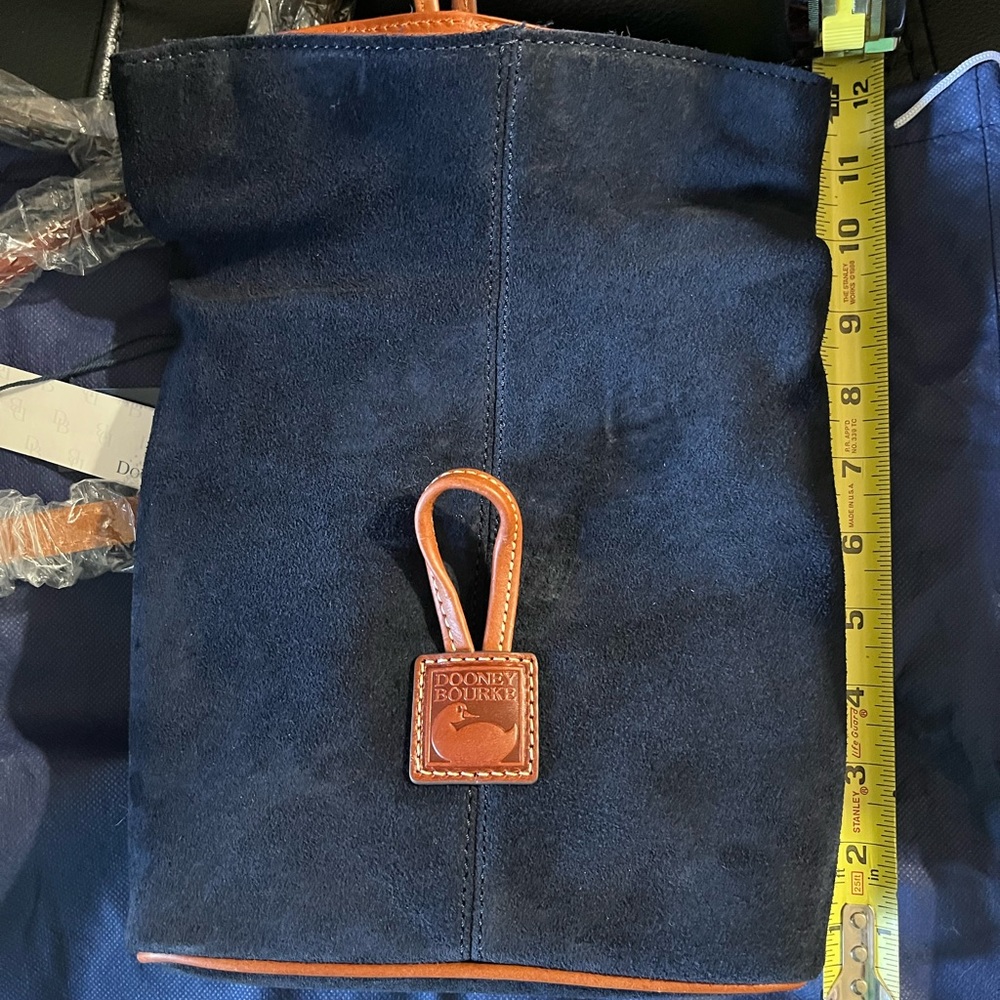 Dooney @ Bourke navy suede crossbody bag. - Picture 6 of 8